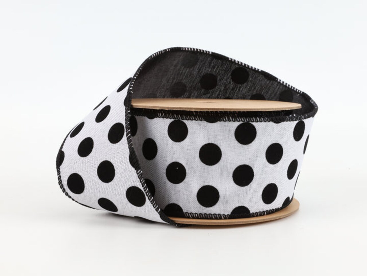 LaRibbons 4" - 2 1/2" Wired Ribbon | Glittered Dots w/ Black Backing | 10 Yard Roll